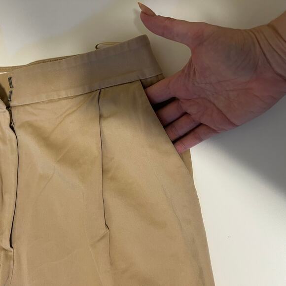 Anthropologie Exquise High Rise Pleated Chino Tan Cedar Pants Crop Small - Picture 7 of 13